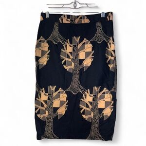 Handmade African A-Line Skirt with Tan Tree Print